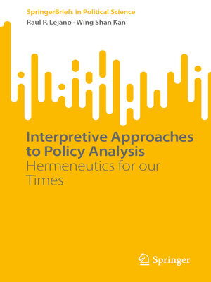 cover image of Interpretive Approaches to Policy Analysis